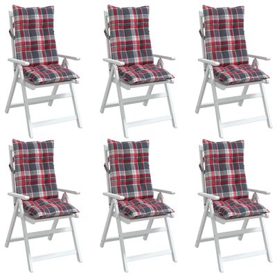 vidaXL Almofadões cadeira encosto alto 6 pcs oxford xadrez vermelho