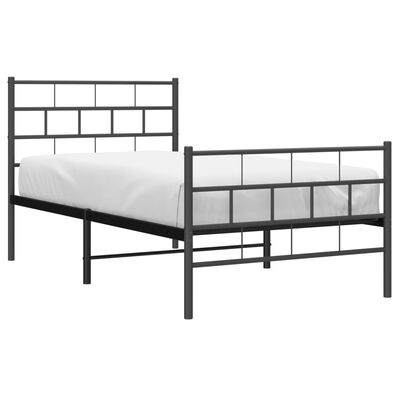 vidaXL Estrutura de cama com cabeceira e pés 100x200 cm metal preto