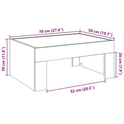 vidaXL Mesa de centro luzes LED Infinity 70x50x30 cm carvalho sonoma