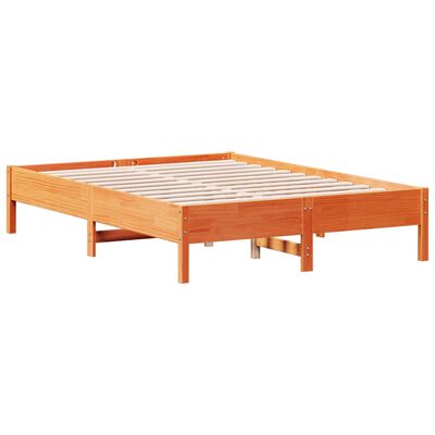 vidaXL Cama sem colchão 135x190 cm madeira pinho maciça castanho-mel