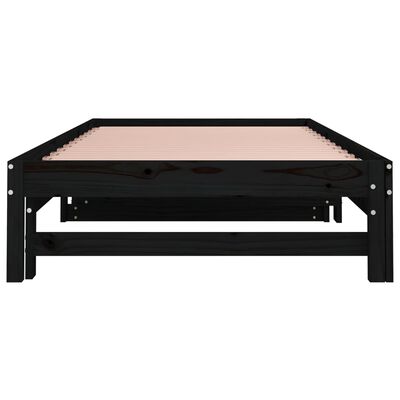 vidaXL Sofá-cama de puxar 2x(80x200) cm pinho maciço preto