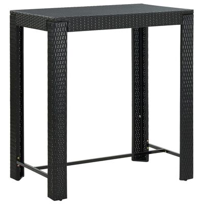 vidaXL 5 pcs conjunto de bar p/ jardim vime PE/acácia maciça preto