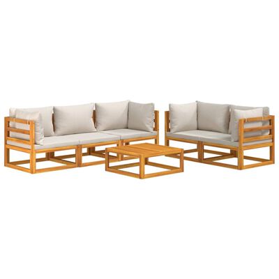 vidaXL 6pcs conjunto lounge de jardim madeira c/almofadões cinza-claro