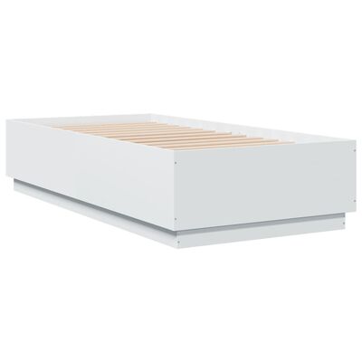 vidaXL Estrutura cama c/ luzes LED 75x190 cm derivados madeira branco