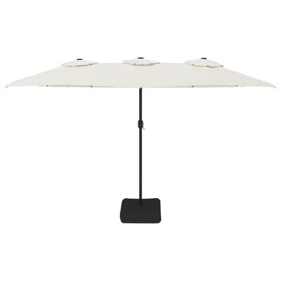 vidaXL Guarda-sol de jardim c/ cabeça dupla/LED 449x245cm branco areia