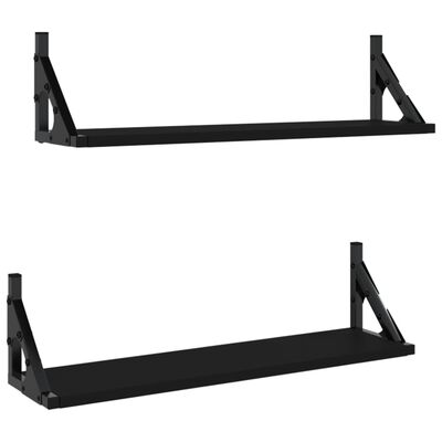 vidaXL Prateleiras de parede 2 pcs 60x15x15,5 cm preto