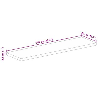 vidaXL Tampo de mesa retangular 110x40x2,5cm madeira recuperada maciça