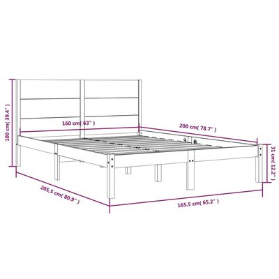 vidaXL Estrutura de cama 160x200 cm pinho maciço