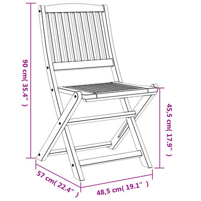 vidaXL Cadeiras jardim dobráveis 4 pcs 57x49x90 cm acácia maciça