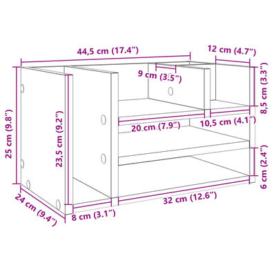 vidaXL Organizador de secretária 44,5x24x25cm derivados madeira branco