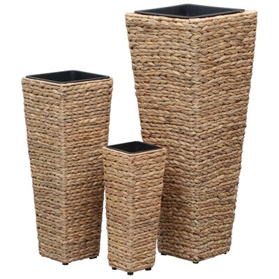 vidaXL Vasos/floreiras 3 pcs jacinto de água castanho