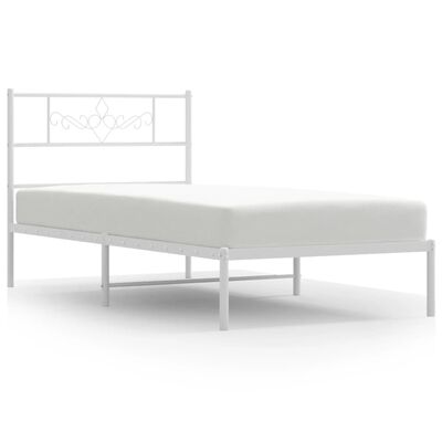 vidaXL Estrutura de cama com cabeceira 90x190 cm metal branco