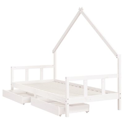 vidaXL Estrutura cama infantil c/ gavetas 90x200cm pinho maciço branco