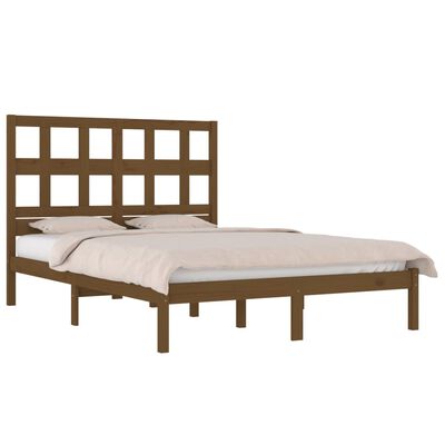 vidaXL Estrutura de cama 120x200 cm madeira pinho maciço castanho mel