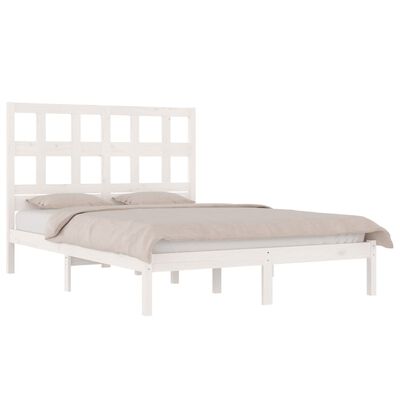 vidaXL Estrutura de cama 120x200 cm pinho maciço branco