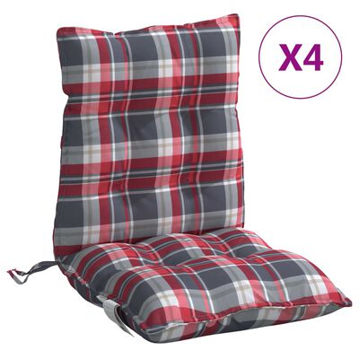 vidaXL Almofadões cadeira encosto baixo 4 pcs oxford xadrez vermelho