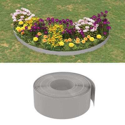 vidaXL Borda de jardim 10 m 20 cm polietileno cinzento