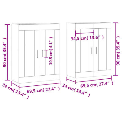 vidaXL Móveis de parede 2 pcs derivados de madeira branco brilhante