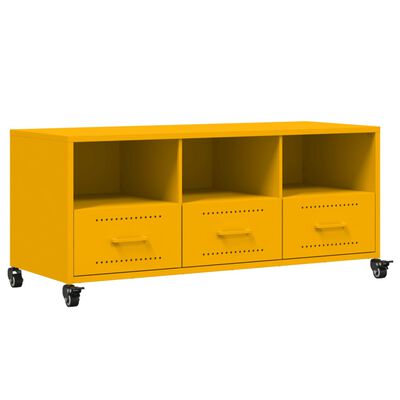 vidaXL Móvel de TV 100,5x39x43,5 cm aço amarelo mostarda