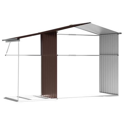 vidaXL Abrigo de jardim 277x192,5x179 cm aço galvanizado castanho