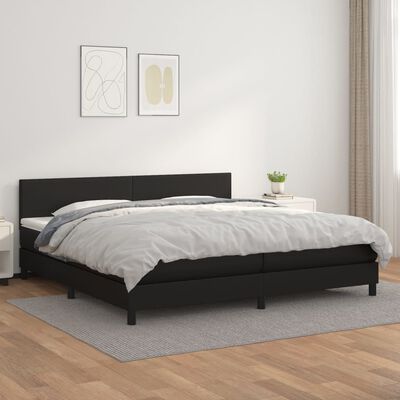 vidaXL Cama com molas/colchão 200x200 cm couro artificial preto