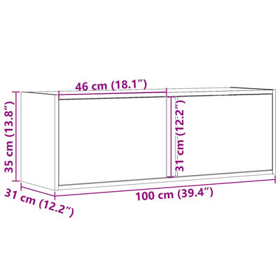 vidaXL Móvel de parede p/ TV c/ luzes LED 100x31x35 cm cinzento sonoma