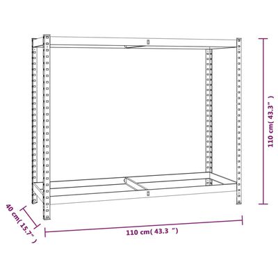 vidaXL Unidades 2 prateleiras p/ pneus 4pcs 110x40x110 cm aço prateado