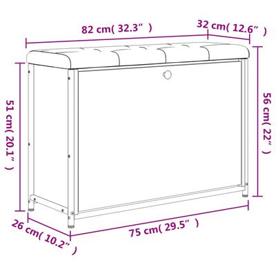 vidaXL Banco sapateira c/ gaveta articulada 82x32x56cm carvalho fumado