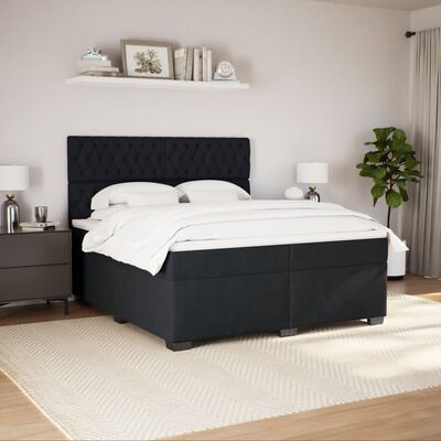 vidaXL Cama com molas/colchão 200x200 cm veludo preto