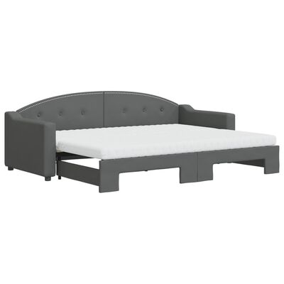 vidaXL Sofá-cama c/ gavetão e colchões 80x200cm tecido cinzento-escuro