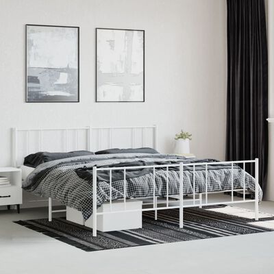 vidaXL Estrutura de cama com cabeceira e pés 193x203 cm metal branco