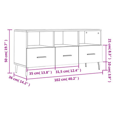 vidaXL Móvel para TV 102x36x50 cm derivados madeira branco brilhante