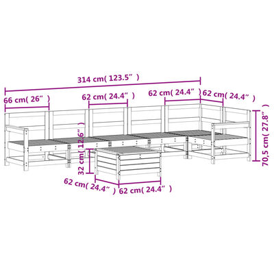 vidaXL 7 pcs conjunto de sofás para jardim pinho maciço branco