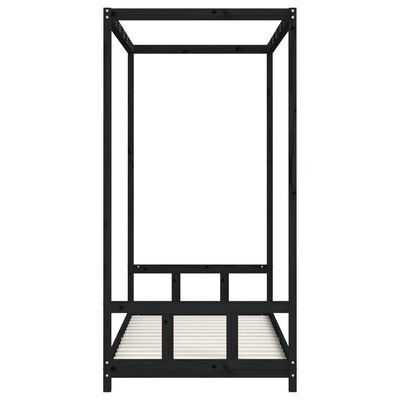 vidaXL Estrutura de cama infantil 90x190 cm pinho maciço preto