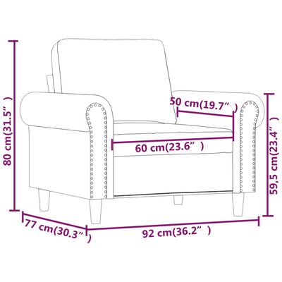 vidaXL Poltrona couro artificial 60 cm preto