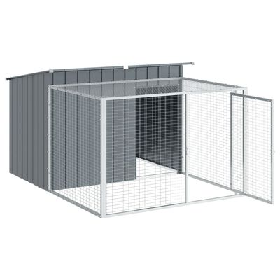 vidaXL Casota p/ cães c/ parque 153x194x110 cm aço galvaniz. antracite