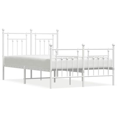 vidaXL Estrutura de cama com cabeceira e pés 135x190 cm metal branco