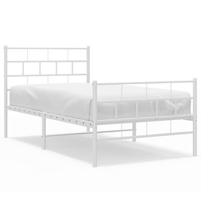 vidaXL Estrutura de cama com cabeceira e pés 75x190 cm metal branco