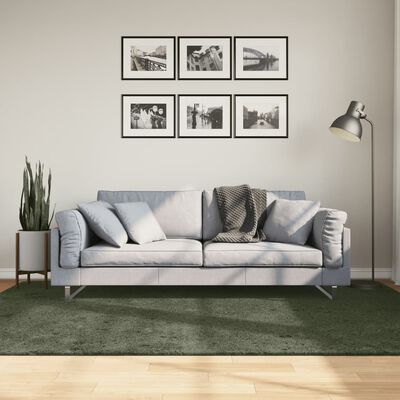 vidaXL Tapete pelo curto macio lavável HUARTE 160x230cm verde-floresta