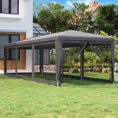 vidaXL Tenda festas c/ 8 paredes laterais em rede 3x9 m PEAD antracite