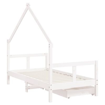 vidaXL Estrutura cama infantil c/ gavetas 80x160cm pinho maciço branco