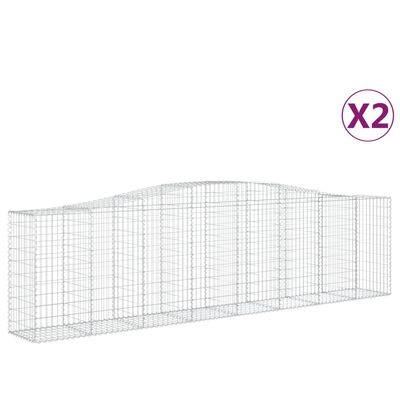 vidaXL Cestos gabião arqueados 2pcs 400x50x100/120cm ferro galvanizado