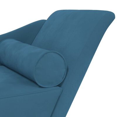 vidaXL Chaise lounge com almofadões veludo azul