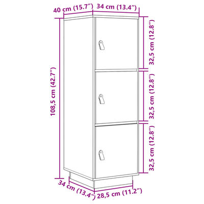 vidaXL Aparador alto 34x40x108,5 cm pinho maciço castanho mel