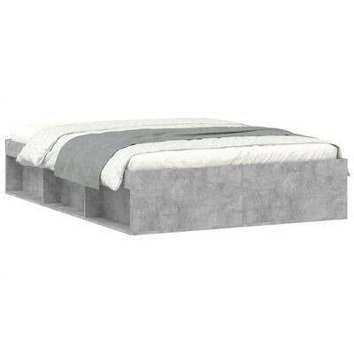 vidaXL Estrutura de cama de casal 135x190 cm cinza cimento