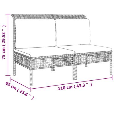 vidaXL 6 pcs conjunto lounge de jardim c/ almofadões vime PE cinzento