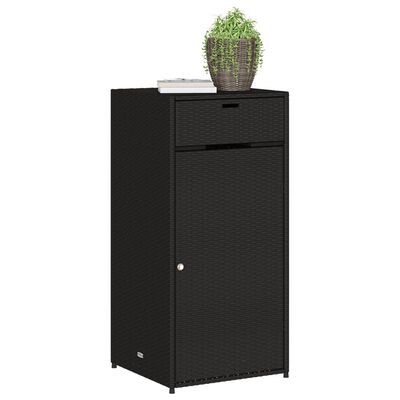 vidaXL Armário de arrumação para jardim 55x55x111 cm vime PE preto