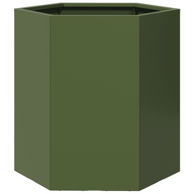 vidaXL Vaso/floreira de jardim hexagonal 46x40x45 cm aço verde