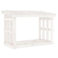 vidaXL Suporte para lenha 108x64,5x77 cm pinho maciço branco