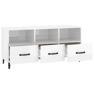 vidaXL Móvel de TV 102x35x50 cm derivados madeira branco brilhante